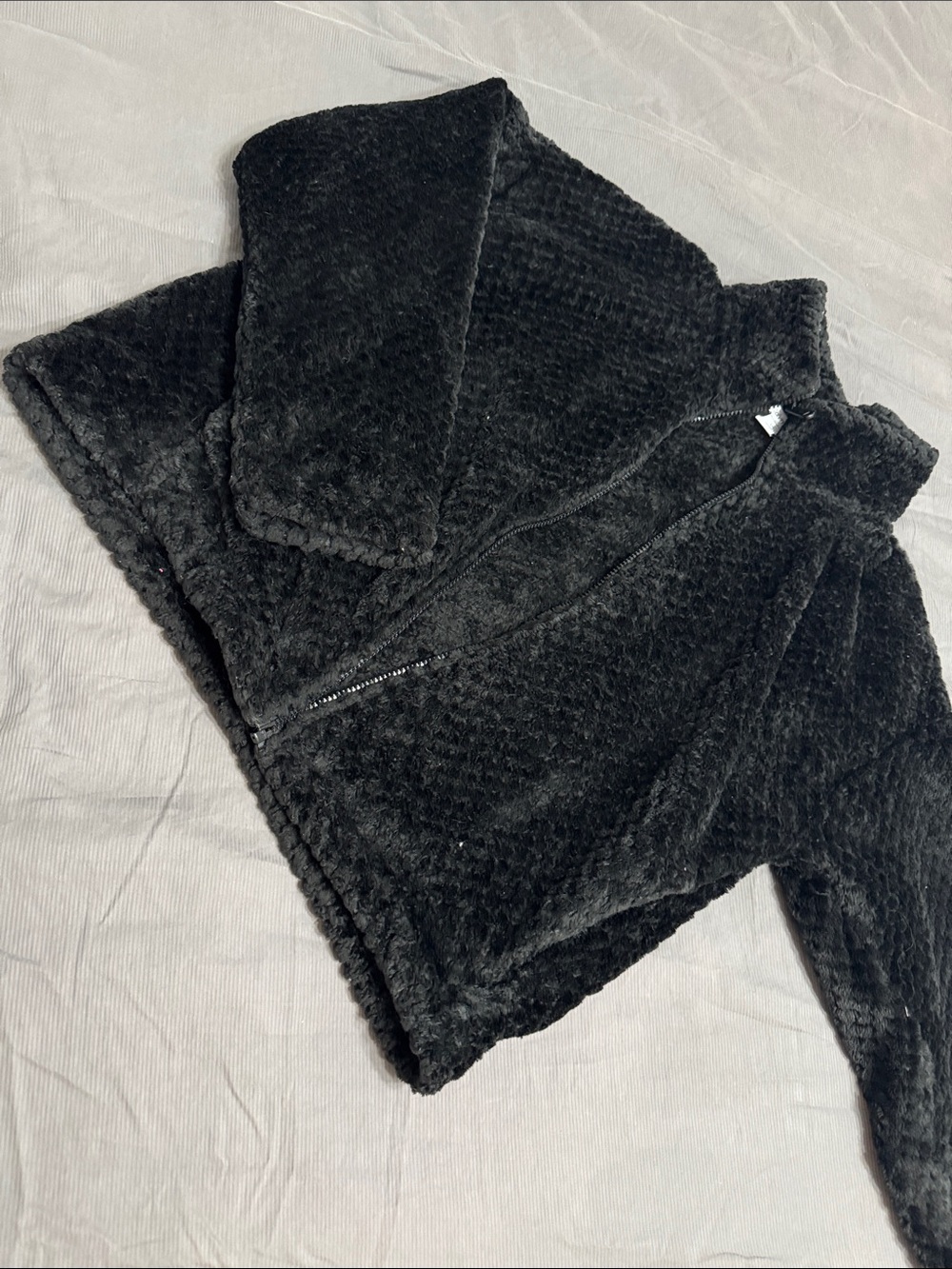 Calvin Klein Black Plush Zip-Front